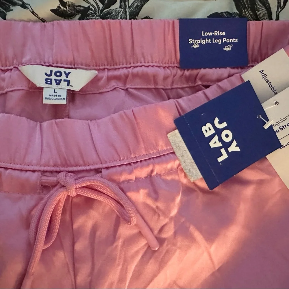 NWT JoyLab Wide-Leg Pink Snap-Trim Lounge Pants - Picture 3 of 5